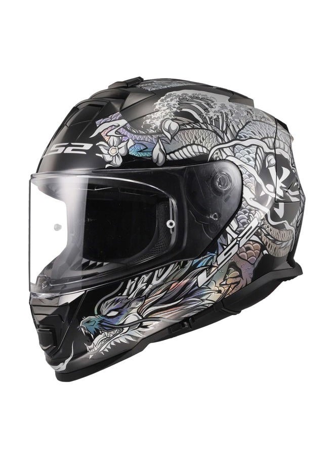 LS2 Helmets Assault Full Face Motorcycle Helmet W/ SunShield (Warrior Krome Silver/Black - 2X-Large) - Image 1