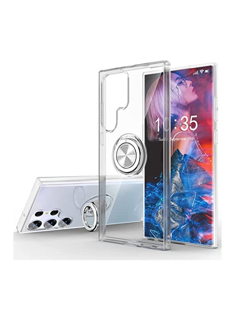 VKL Compatible with Samsung Galaxy S23 Ultra Case Ring Kickstand Clear Transparent Soft Slim Fit TPU Shockproof Cover for - Image 1