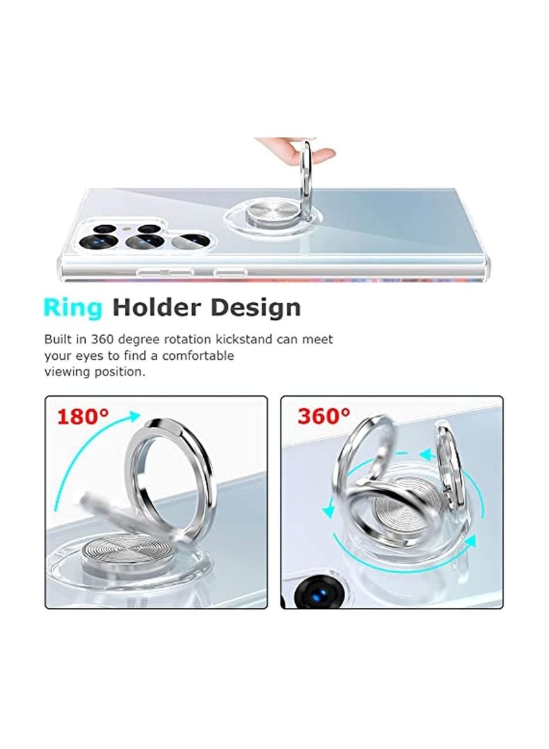 VKL Compatible with Samsung Galaxy S23 Ultra Case Ring Kickstand Clear Transparent Soft Slim Fit TPU Shockproof Cover for - Image 4
