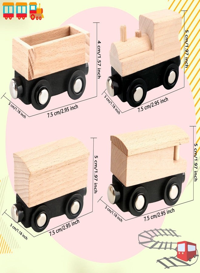 Hoarost 12 Pcs Wooden Trains Toys Unpainted Wood Train Cars Weak Magnetic Suction Paintable Wooden Railway for Kids Educational Toys Birthday Christmas Party Gifts (Style Set 3) - Image 2