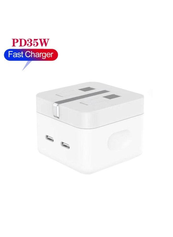 SHOPI - 35W Dual Ports Fast Charging USB-C+C Power Adapter USB-C To Lightning Cable For Apple iPhone 14 13 Series - Image 1