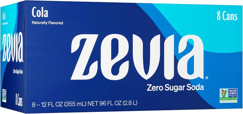 Zevia زيفيا صودا بدون سكر، كولا - 12 أونصة علب (8-pack) - محلاة طبيعياً، غير معدلة وراثياً، خالية من الجلوتين، نباتية - Image 1