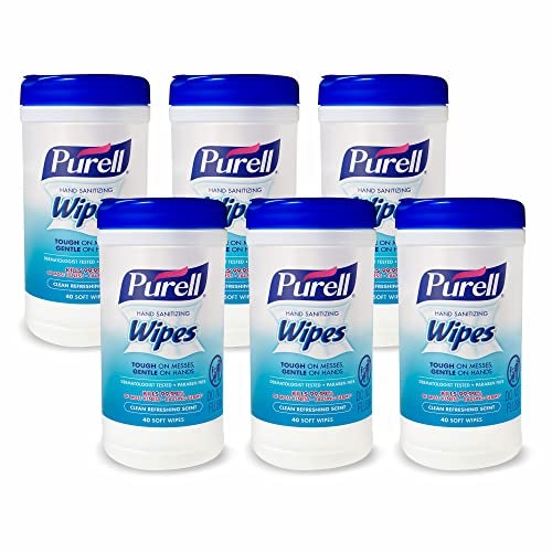 Purell Hand Sanitizing Wipes, Clean Refreshing Scent, 40 Count Hand Wipes Canister (Pack of 6) - 9120-06-CMR - Image 1