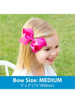 Wee Ones Girls' Classic Grosgrain Hair Bow With Scalloped Edges And Plain Wrap Center On A Weestay Hair Clip Medium White  - Image 2