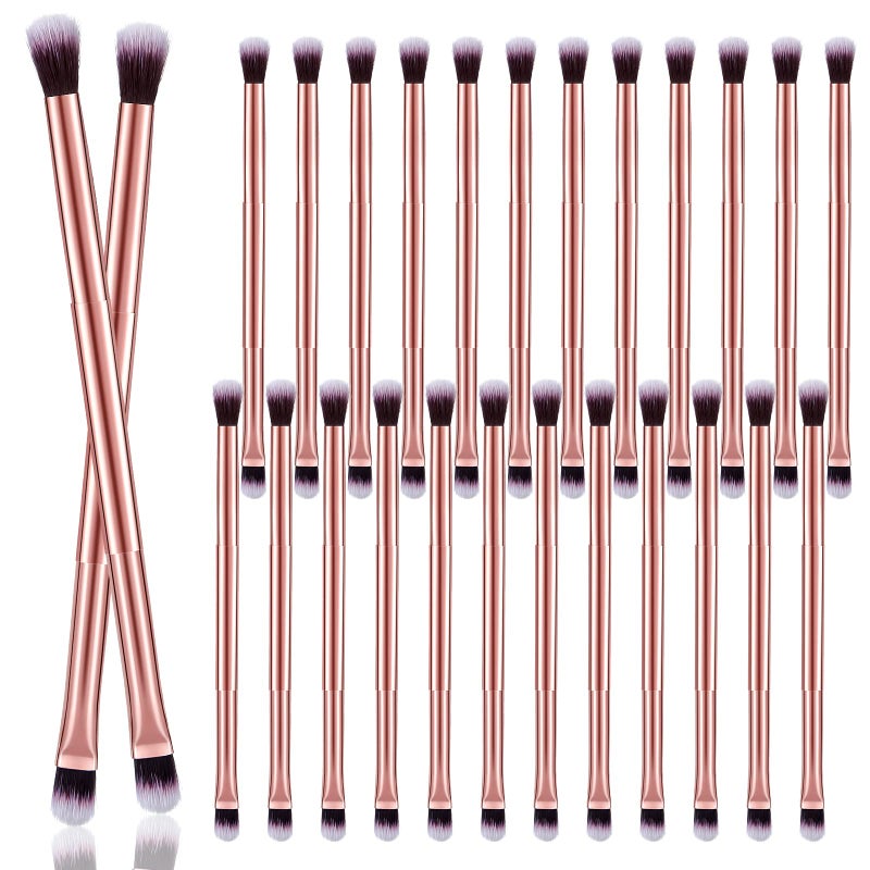 Perthlin 24 Pcs Eyeshadow Smudge Brush 2 in 1 Eyeshadow Brush 2 Double Ended Concealer Brush Under Eye Small Soft Firm Pointed Foundation Makeup Applicator for Blending Eye Shadow Liner (Rose Gold) - Image 1