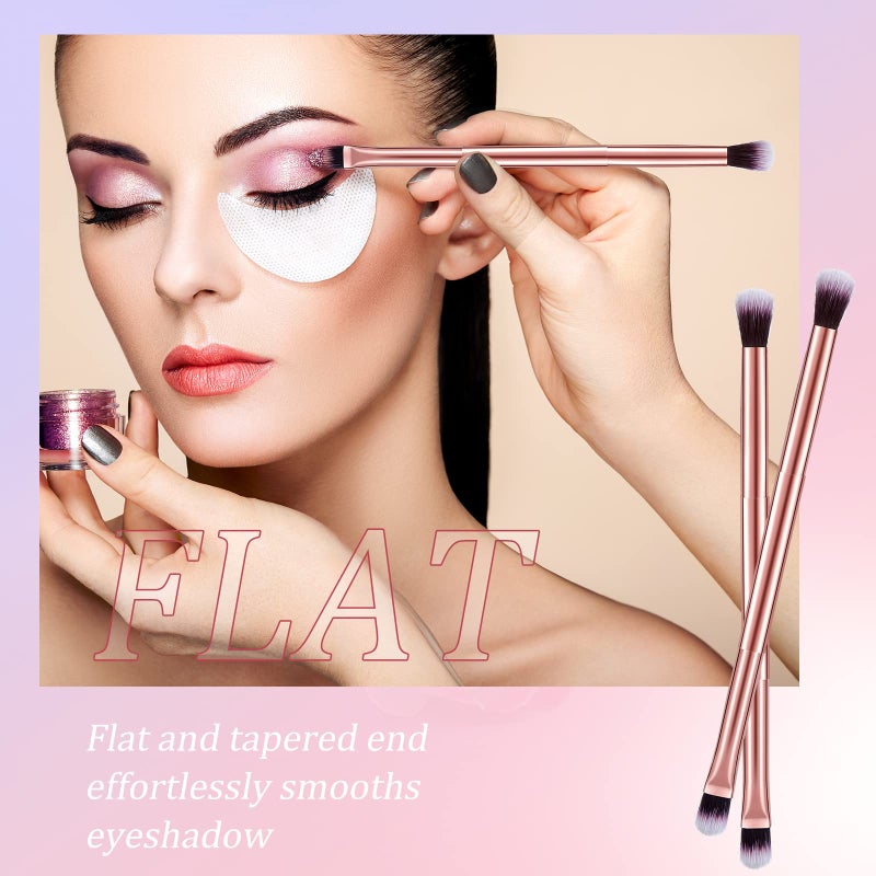 Perthlin 24 Pcs Eyeshadow Smudge Brush 2 in 1 Eyeshadow Brush 2 Double Ended Concealer Brush Under Eye Small Soft Firm Pointed Foundation Makeup Applicator for Blending Eye Shadow Liner (Rose Gold) - Image 4