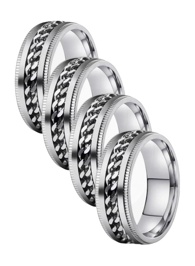 Spinner Rings Stainless Steel Anxiety Ring 4 Pcs Plain Band Set 8MM Comfort Fit Wedding Fidget Rings for Men Women Daily Wear - Image 1