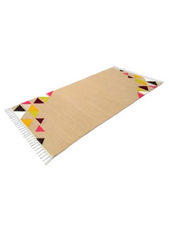 H2H H2H House2Home Cotton Triangle Design, for Interior, Colorful Handmade Bedside Rug and Large Door Mat for Living Room (Medium - 70 X 140 cm, Beige  - Image 3