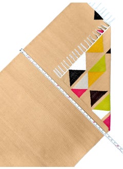 H2H H2H House2Home Cotton Triangle Design, for Interior, Colorful Handmade Bedside Rug and Large Door Mat for Living Room (Medium - 70 X 140 cm, Beige  - Image 4