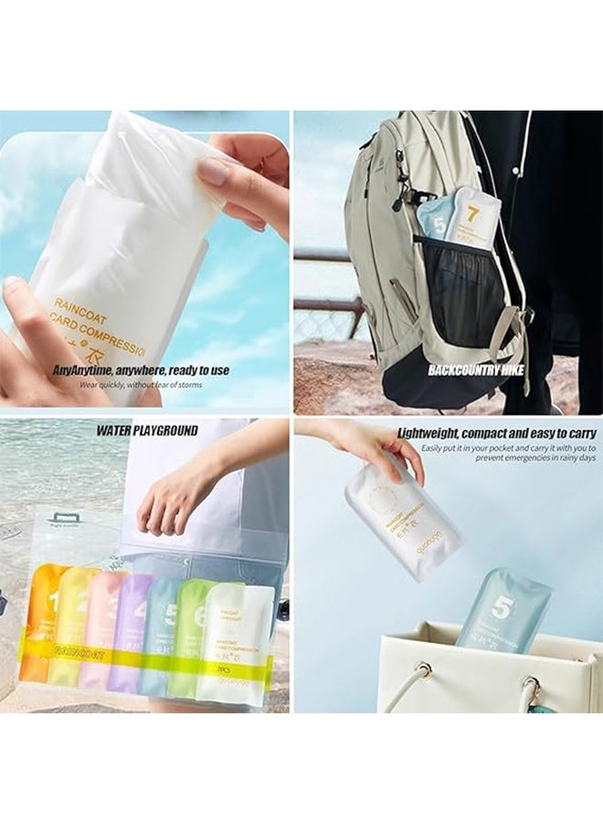 طقم عائلي من المعطف القابل للتصرف مكون من 7 عبوات ، معطف للبالغين ، مستلزمات سفر ، ضروري للمشي لمسافات طويلة والتسلق ، معطف واق من المطر في حالات الطوارئ ، للرجال والنساء - Image 5