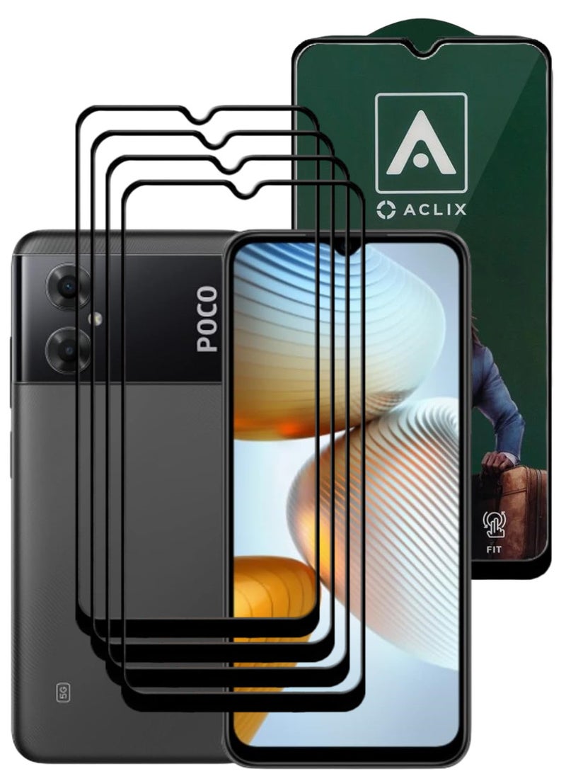 ACLIX 4 Pieces Antistatic ESD Dustproof Premium Quality High Definition Tempered Glass Screen Protector Designed For Xiaomi Poco M4 5G - Image 1