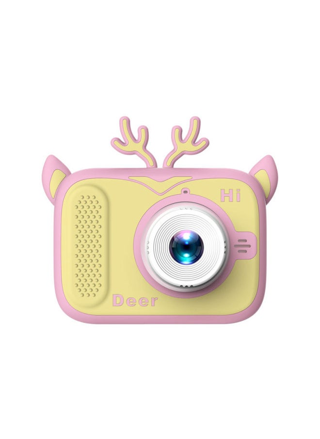 X900 Children's Camera HD Mini Digital Camera Can Take Pictures Video Small SLR Gift Toys-Color:High Definition Deer Pink Yellow (Front And Rear Double Photographs)  - Image 1