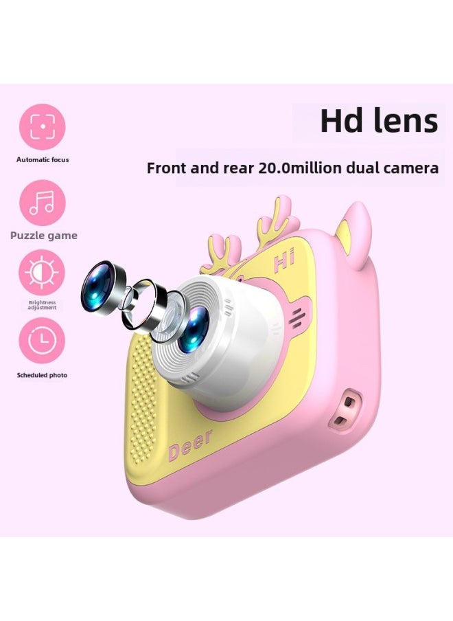 X900 Children's Camera HD Mini Digital Camera Can Take Pictures Video Small SLR Gift Toys-Color:High Definition Deer Pink Yellow (Front And Rear Double Photographs)  - Image 5