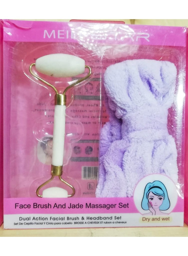 Handmade Natural Facial Massage Tool Set Anti Aging Skin Care Facial Massage + Bandana Random Color - Image 1