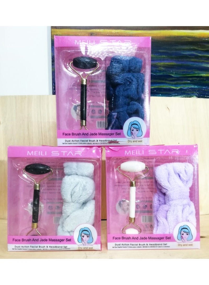 Handmade Natural Facial Massage Tool Set Anti Aging Skin Care Facial Massage + Bandana Random Color - Image 4