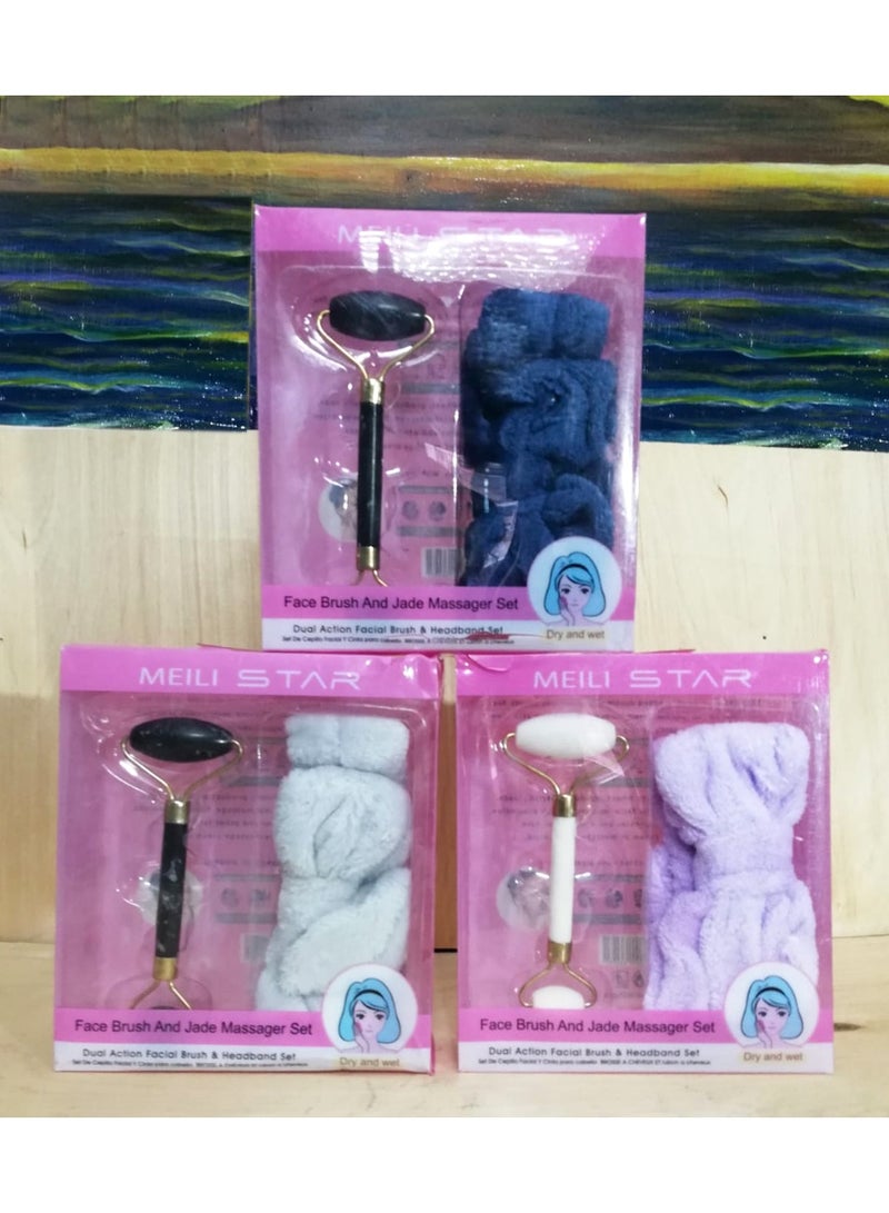 Handmade Natural Facial Massage Tool Set Anti Aging Skin Care Facial Massage + Bandana Random Color - Image 3