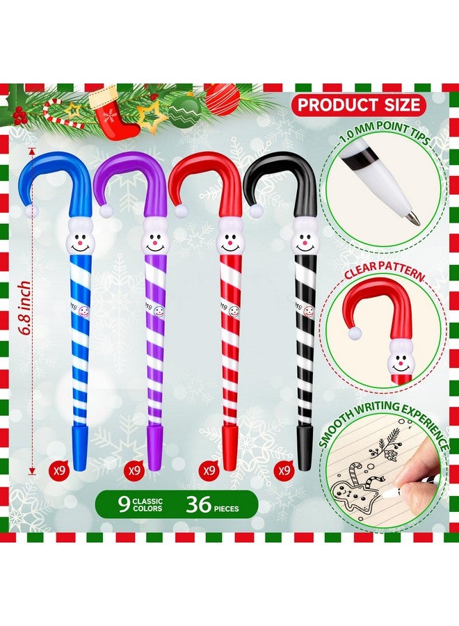 FFNIU 36 Pcs Christmas Pens, Christmas Snowman Ballpoint Pens for Kids, Snowman Umbrella Cane Pen for School Boys and Girls Office Supplies - Image 4