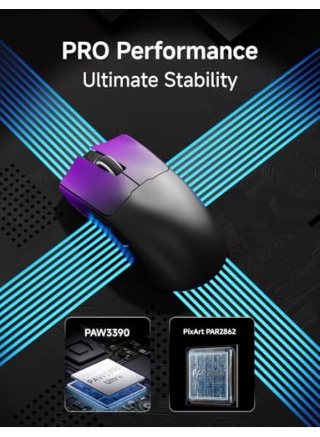 Eweadn S9 Pro Wireless Gaming Mouse, 59G Ergonomic Computer Mouse, Triple Modes, 8K Polling, 26K DPI, PAW3395 Optical Sensor, Kailh Switch, 250h Battery Life, Programmable for PC/Win/Mac(Purple) - Image 4