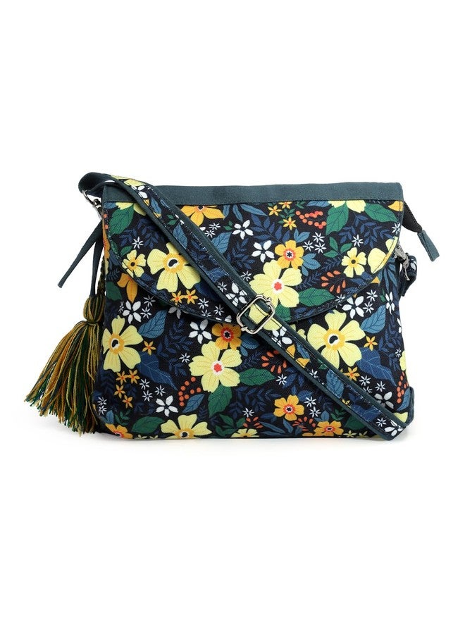 Anekaant Rangoli Green & Multi Floral Printed Polycotton Sling Bag - Image 1