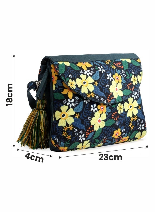 Anekaant Rangoli Green & Multi Floral Printed Polycotton Sling Bag - Image 4