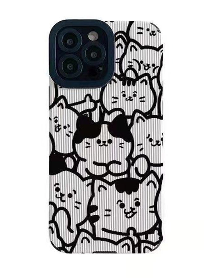 VR CREATIVE Protective Case Cover For Apple iPhone 14 Pro Max Cute Cats Design White