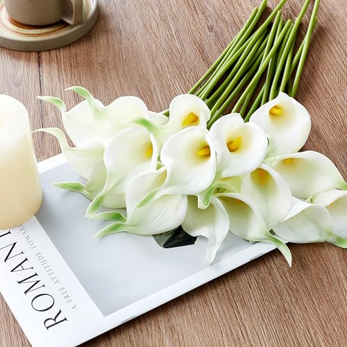 AWARDSEN Artificial Calla Lily 12Pcs White Real Touch Faux Flowers for Mother's Day Decor, Wedding Bouquet, Bride Bridal Shower, Spring Home Kitchen Table Decor, Party Decorations - Image 4