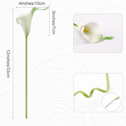 AWARDSEN Artificial Calla Lily 12Pcs White Real Touch Faux Flowers for Mother's Day Decor, Wedding Bouquet, Bride Bridal Shower, Spring Home Kitchen Table Decor, Party Decorations - Image 2