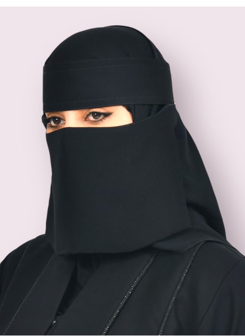 2 x 1.5cm Elastic Midi Niqab 9 Inch Reinforced - Tagless women's niqab with soft, high-quality fabric, comfortable and light on the skin, slip-resistant, washable, perfect for everyday and special occasions