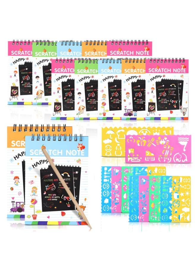 كتاب خدش كبير من FINEMOE بمقياس استنسل للأطفال، هدايا إرجاع مجمعة لعيد الميلاد، مجموعة أنشطة سحرية، هدايا إرجاع مدروسة للفتيات والفتيان للأعمار 3 4 5 6 7 8، مجموعة فنية وحرفية - 12 قطعة