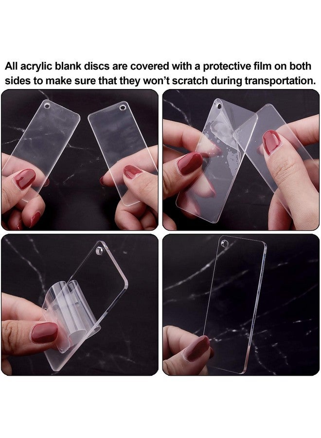 Duufin 30 Pieces Acrylic Ornament Blank Rectangle Acrylic Blanks(3 X 7Cm) Clear Acrylic Ornaments With Hole Acrylic Keychain Blanks With Plastic Storage Box - Image 4
