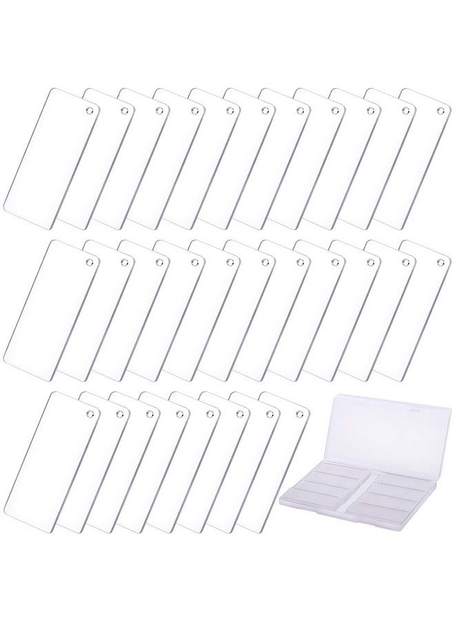 Duufin 30 Pieces Acrylic Ornament Blank Rectangle Acrylic Blanks(3 X 7Cm) Clear Acrylic Ornaments With Hole Acrylic Keychain Blanks With Plastic Storage Box - Image 1