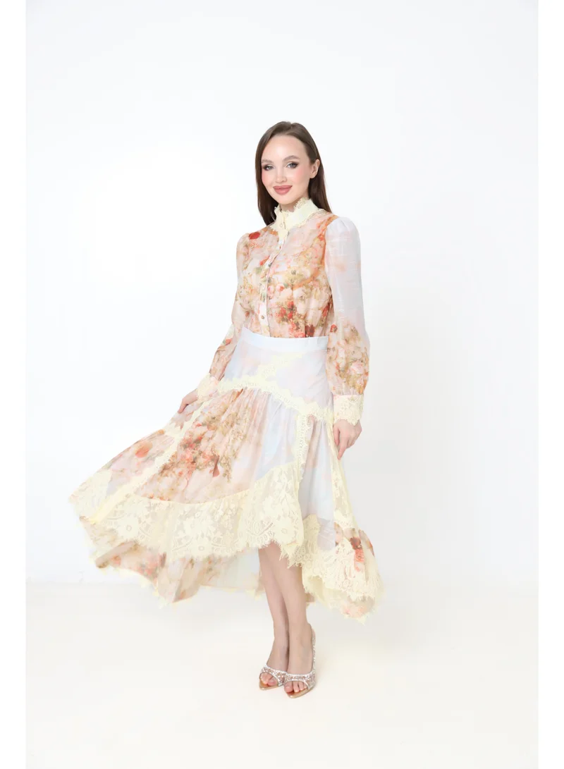 2تريندي قميص بيج بنقشة