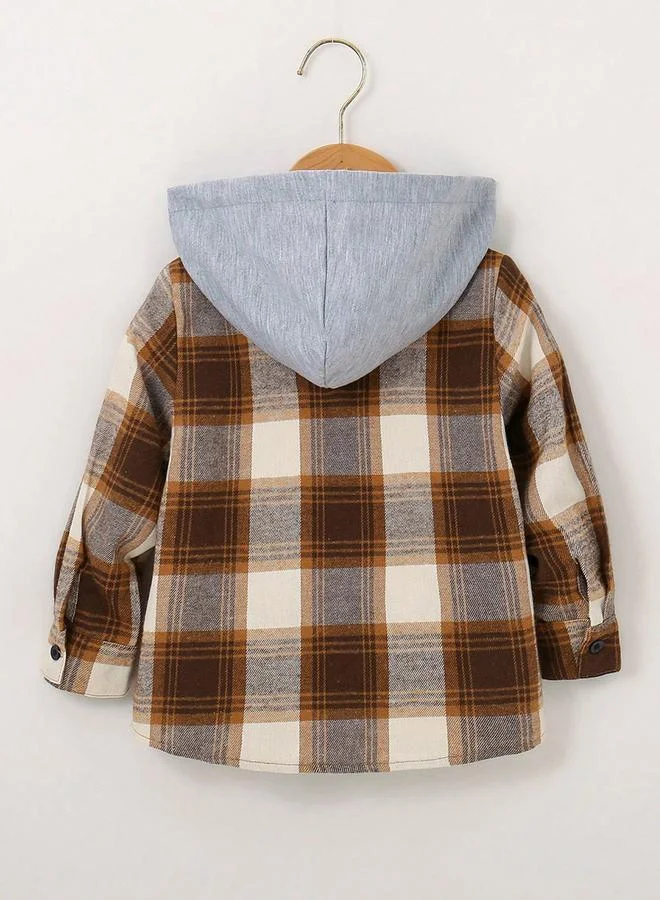 Take Two Take Two Boys Checked Button Front Hooded Jacket