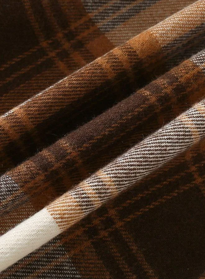 تايك تو جاكيت هودي بطبعة مربعات وتفاصيل أزرار