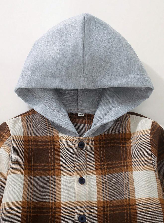 تايك تو جاكيت هودي بطبعة مربعات وتفاصيل أزرار - Image 3