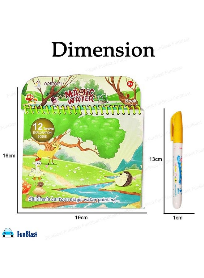 FunBlast FunBlast Cartoon Magic Water Painting Book with Magic Doodle Pen for Kids - Reusable Painting Scrap Kit, 12 Themes Drawing Sheets for Kids, Boys and Toddlers (666-5)  - Image 2