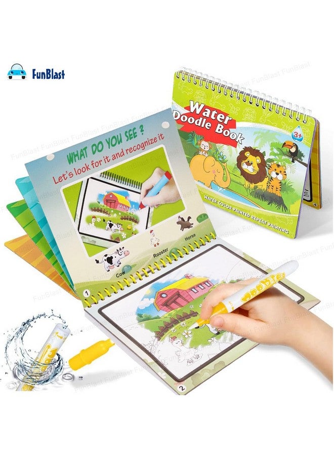 FunBlast FunBlast Cartoon Magic Water Painting Book with Magic Doodle Pen for Kids - Reusable Painting Scrap Kit, 12 Themes Drawing Sheets for Kids, Boys and Toddlers (666-5)  - Image 4