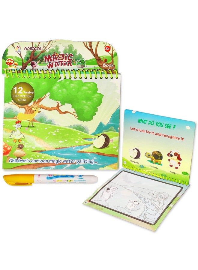 FunBlast FunBlast Cartoon Magic Water Painting Book with Magic Doodle Pen for Kids - Reusable Painting Scrap Kit, 12 Themes Drawing Sheets for Kids, Boys and Toddlers (666-5)  - Image 1