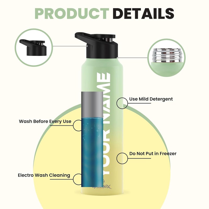 Speedex Stainless Steel Custom Lemongreen Water Bottle 1 Ltr with Sipper Cap – Leak-Proof, Lightweight, Durable | For Kids, Adults, Office, School, and Travel Use (1000 ml) - Image 5