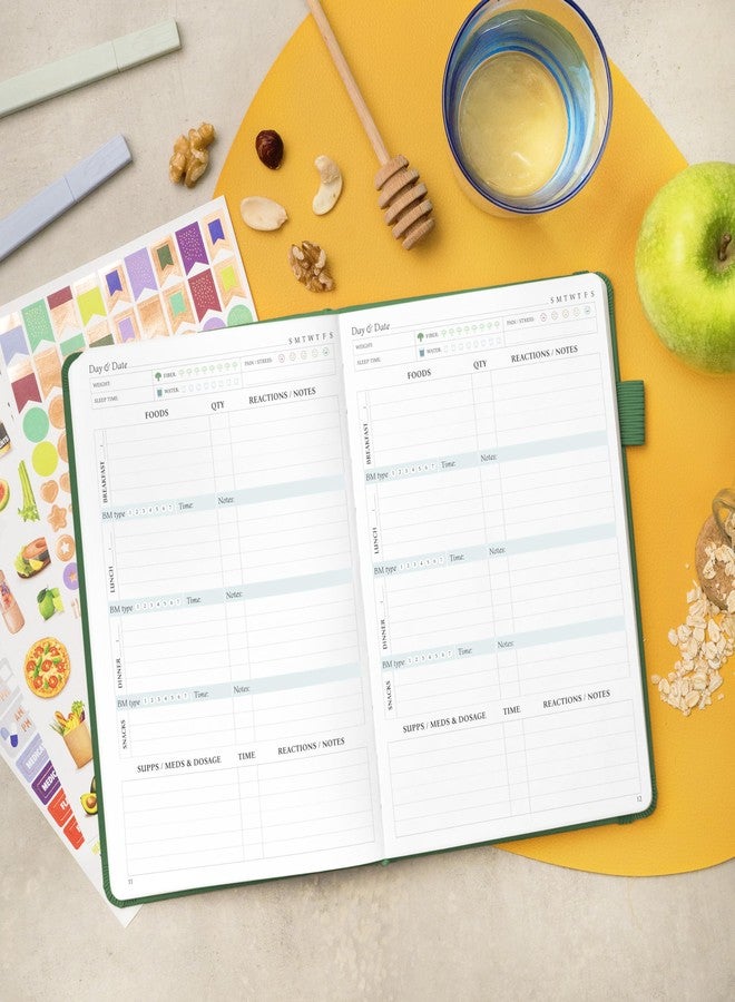 Legend Planner دفتر يوميات حساسية الطعام من ليجند - نظام غذائي يومي للاستبعاد ومذكرات صحية مع متتبع للأعراض - سجل كتابي لنظام غذائي منخفض الفودماب، ومرضى السكري، ومتلازمة القولون العصبي (أخضر غابي) - Image 5