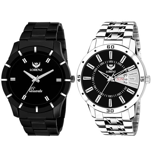LORENZ MK-62A29W Combo of 2 Black Dial Men's Analog Watches Gift Combo Box - Image 1