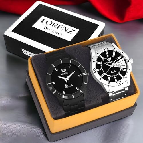 LORENZ MK-62A29W Combo of 2 Black Dial Men's Analog Watches Gift Combo Box - Image 2
