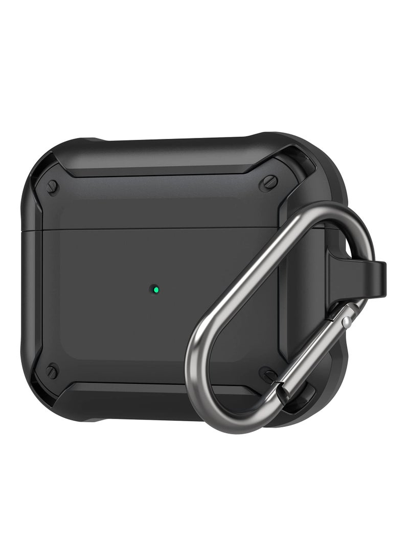 Procases Air Pods 3 Case With Keychain Full Body Rugged Protective Shockproof Carrying Cover Front Led Visible Black - Image 1