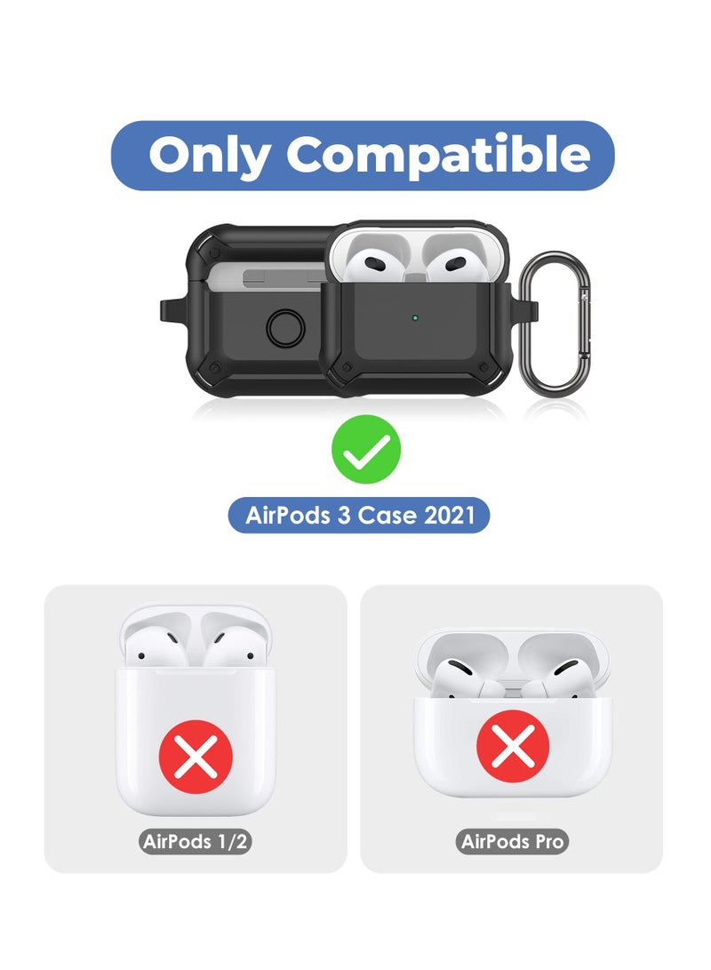 Procases Air Pods 3 Case With Keychain Full Body Rugged Protective Shockproof Carrying Cover Front Led Visible Black - Image 2