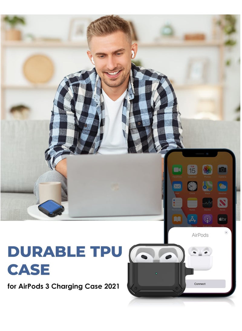 Procases Air Pods 3 Case With Keychain Full Body Rugged Protective Shockproof Carrying Cover Front Led Visible Black - Image 3
