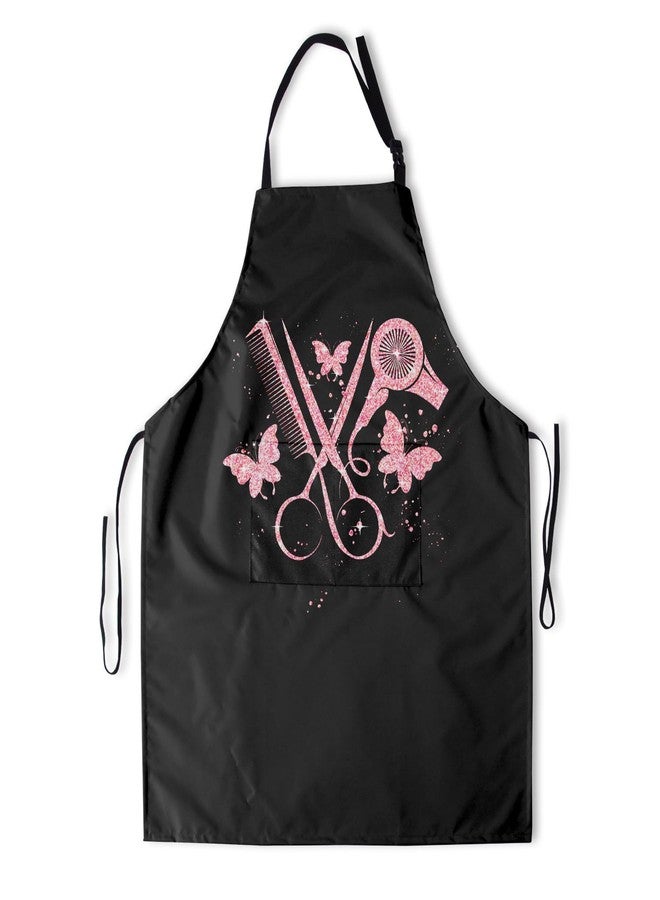 Granbey Hair Stylist Apron Hairstylist Salon Apron with Pink Glitters Tools and 2 Pockets Waterproof Hairdresser Barber Aprons Christmas Gifts for Hairdressers Cosmetology Gifts for Women Men - Image 1