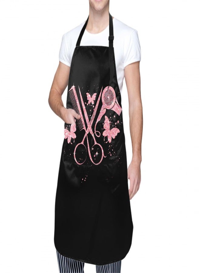 Granbey Hair Stylist Apron Hairstylist Salon Apron with Pink Glitters Tools and 2 Pockets Waterproof Hairdresser Barber Aprons Christmas Gifts for Hairdressers Cosmetology Gifts for Women Men - Image 4