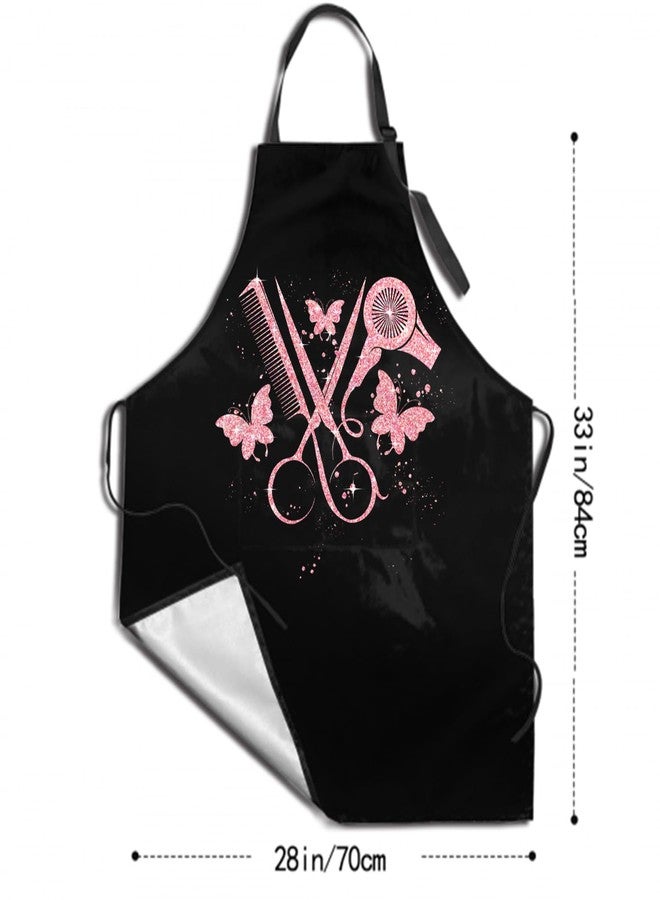 Granbey Hair Stylist Apron Hairstylist Salon Apron with Pink Glitters Tools and 2 Pockets Waterproof Hairdresser Barber Aprons Christmas Gifts for Hairdressers Cosmetology Gifts for Women Men - Image 2