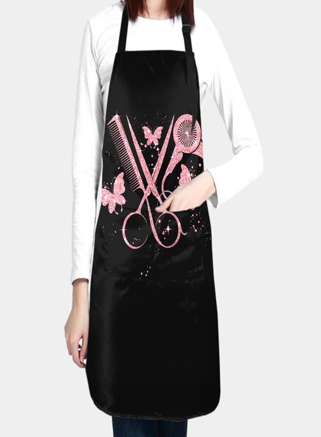 Granbey Hair Stylist Apron Hairstylist Salon Apron with Pink Glitters Tools and 2 Pockets Waterproof Hairdresser Barber Aprons Christmas Gifts for Hairdressers Cosmetology Gifts for Women Men - Image 5