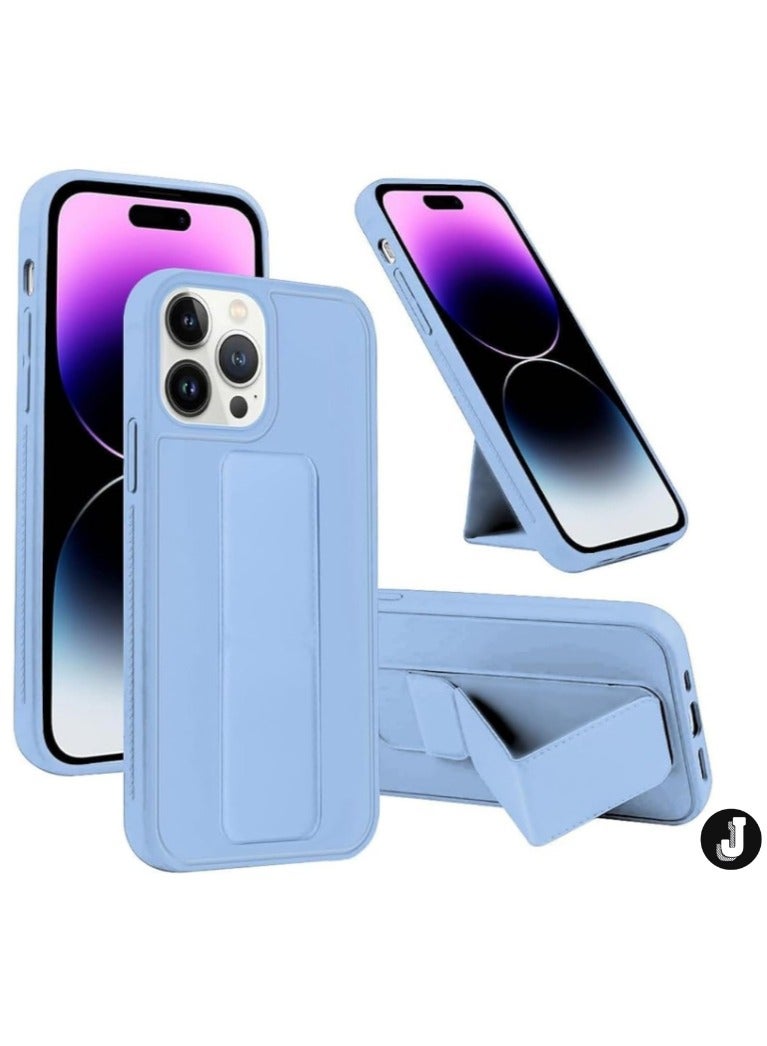 JAJEEK iPhone 16 Pro Max Sky Blue Magnetic Car Mount Kickstand Case – Premium Silicone with Vertical & Horizontal Hand Strap and Multi-Stand Functionality - Image 1